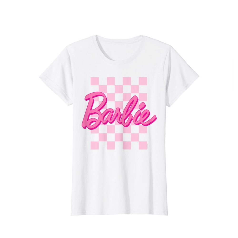 Barbie - Mattel Barbie Logo Pink & White Checkered Background Plus Size - 3X